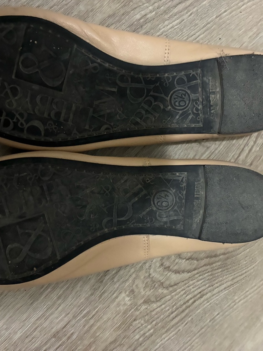 Sam & Libby Beige Bow Leather Ballet Flats - Picture 2 of 2